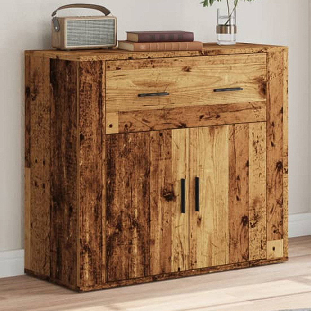 vidaXL 2 Door Single Drawer Old Wood Sideboard Image 1