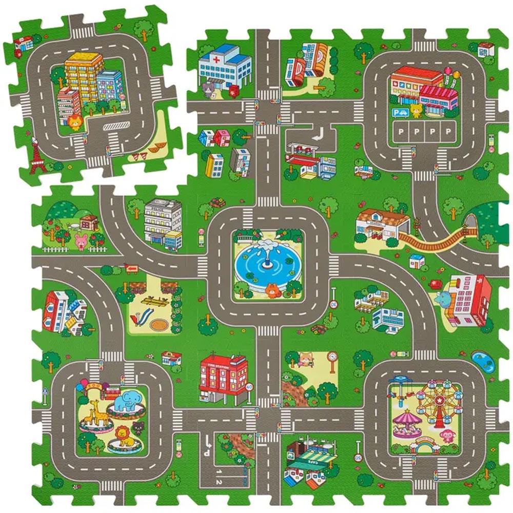 tectake MyCity Kids 9 Piece Puzzle Play Mat Image 1