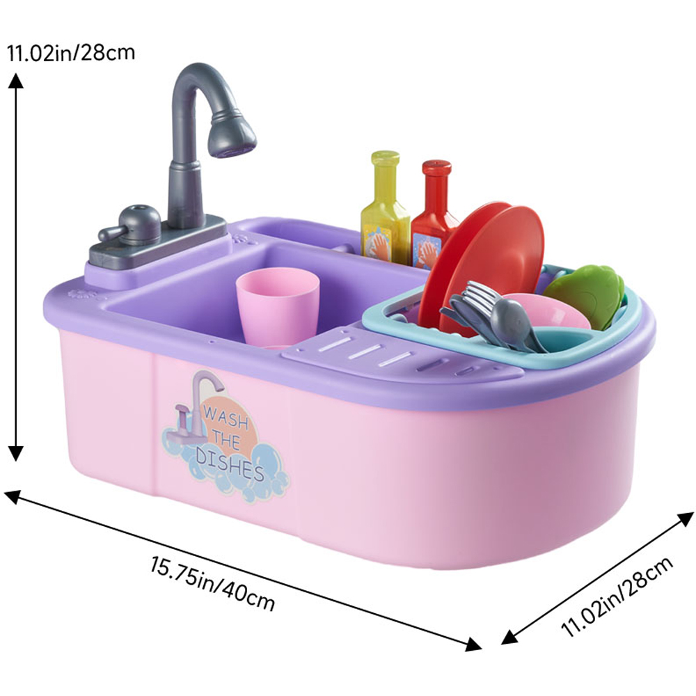 Tommy Toys Kids Pink Electric Kitchen Sink Play Set Image 6