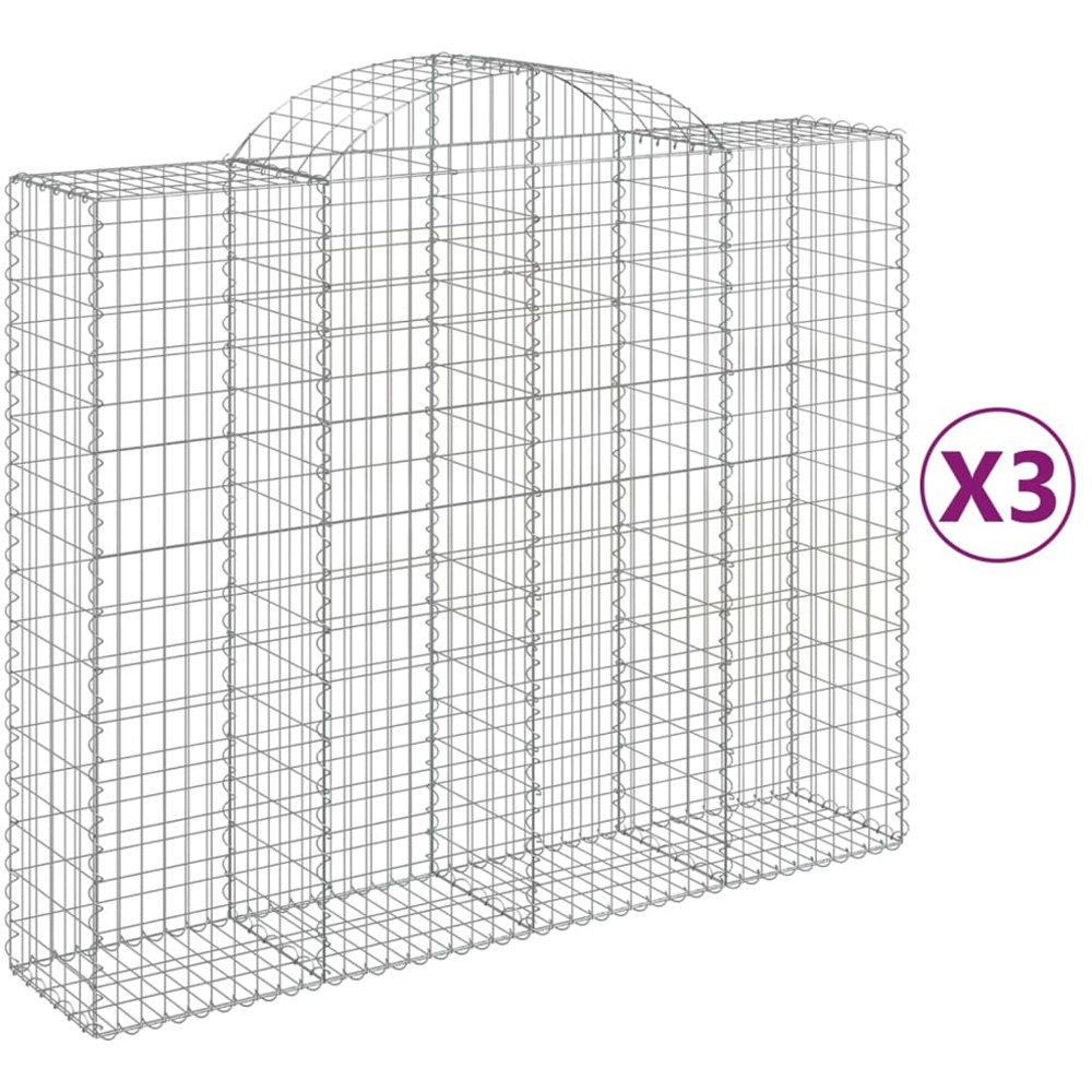 vidaXL Silver Galvanised Iron Arched Gabion Basket 200 x 50 x 160/180cm 3 Pack Image 4