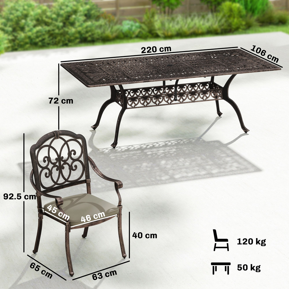 Outsunny 8 Seater Butterfly Motif Garden Dining Set with Cushions Bronze Tone Image 8