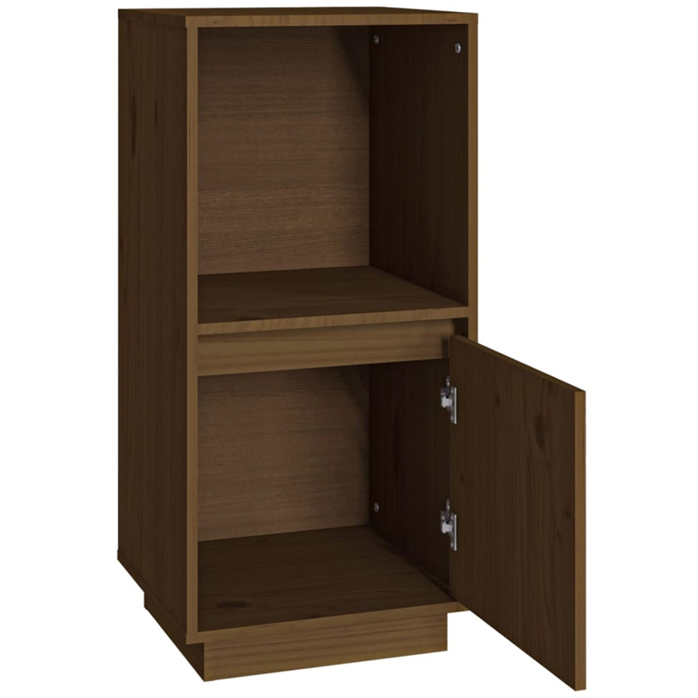 vidaXL Single Door Single Shelf Honey Brown Solid Pine Wood Sideboard Image 4