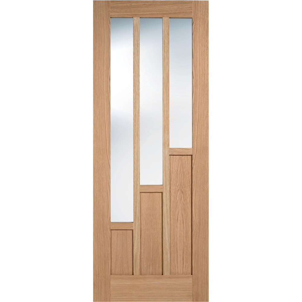 LPD Doors Coventry Oak Pre-Finished 3 Panel Glazed Internal Door 1981 x 762mm Image 1