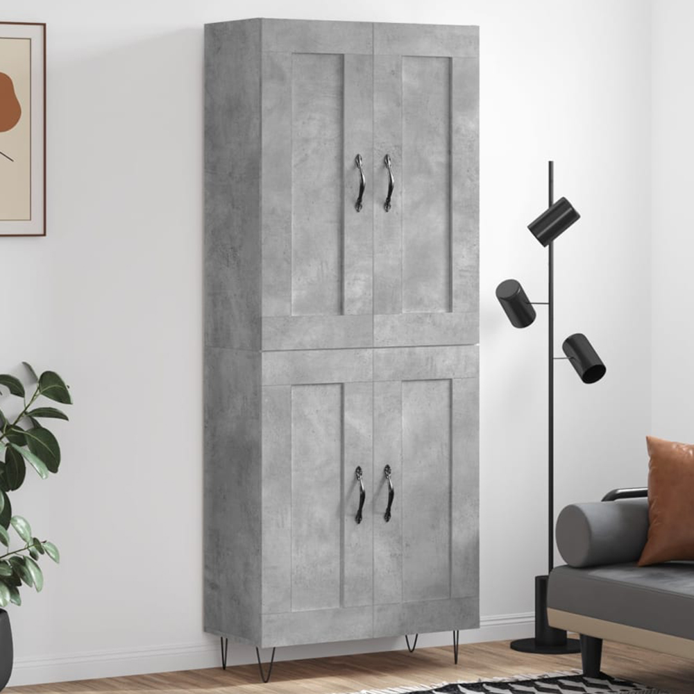 vidaXL 4 Door Concrete Grey Highboard Image 1