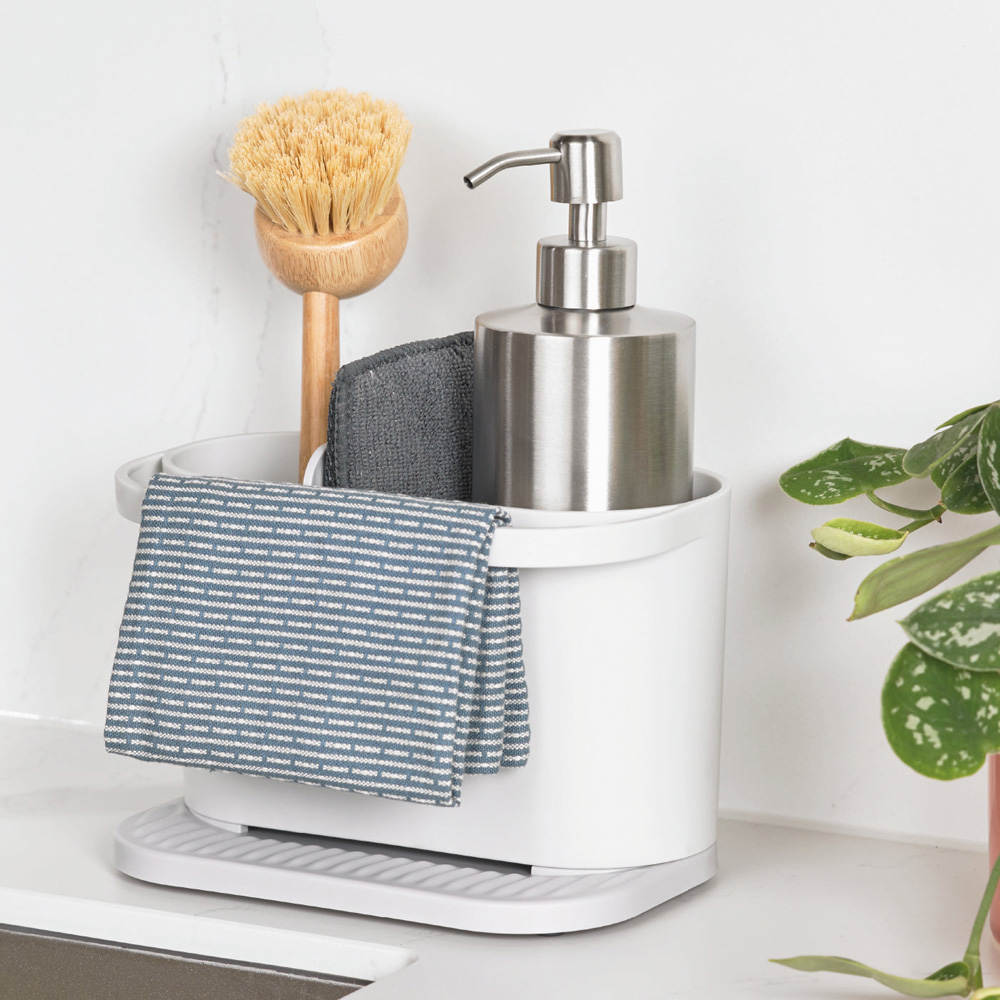ReBorn Stone Effect Compact Plastic Sink Tidy with Drainage Tray Image 2