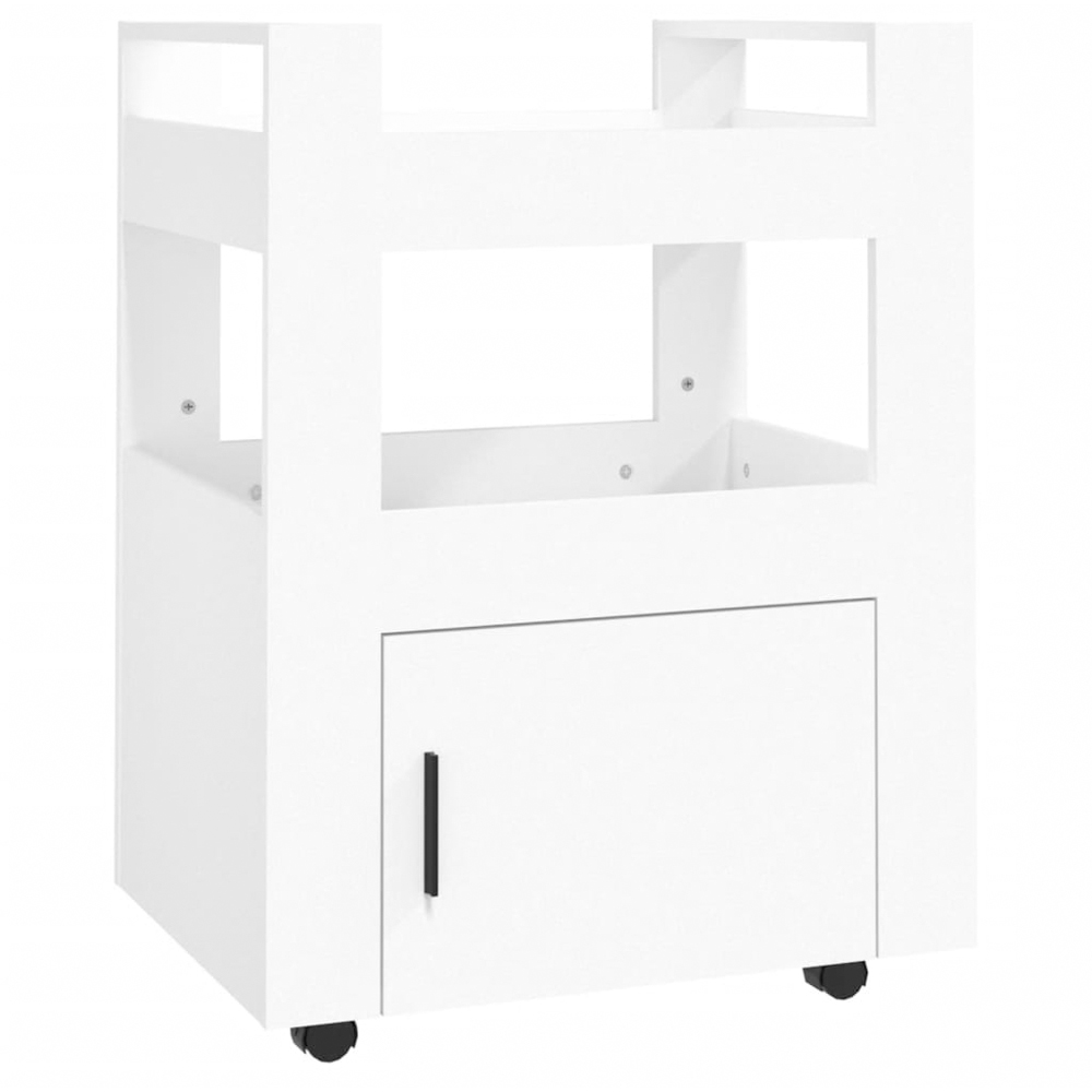 vidaXL Single Door 2 Shelf White Kitchen Trolley Image 2