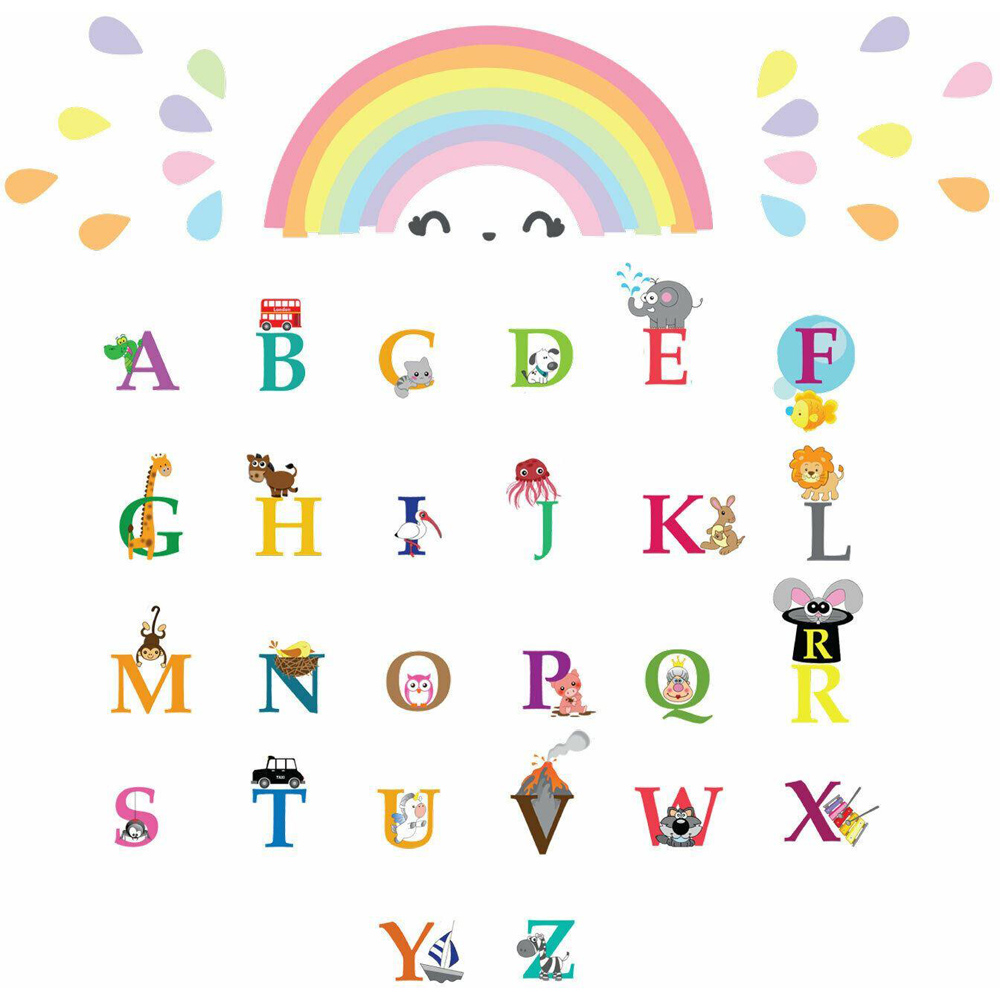 Walplus Colourful Alphabets and Rainbow Kids Bedroom Self Adhesive Wall Stickers Image 4