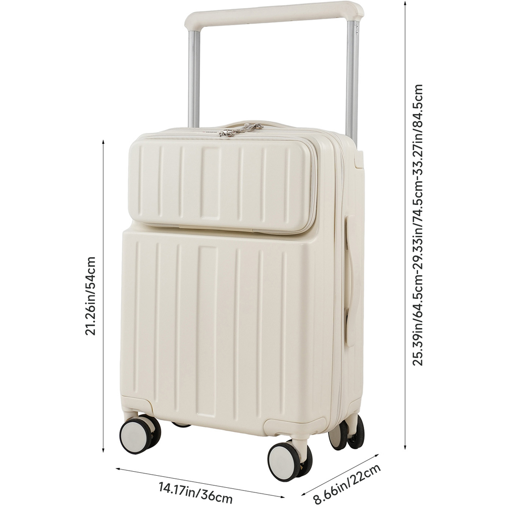 H&O Direct White ABS Suitcase with Front Opening and Spinner Wheels 20 inch Image 6