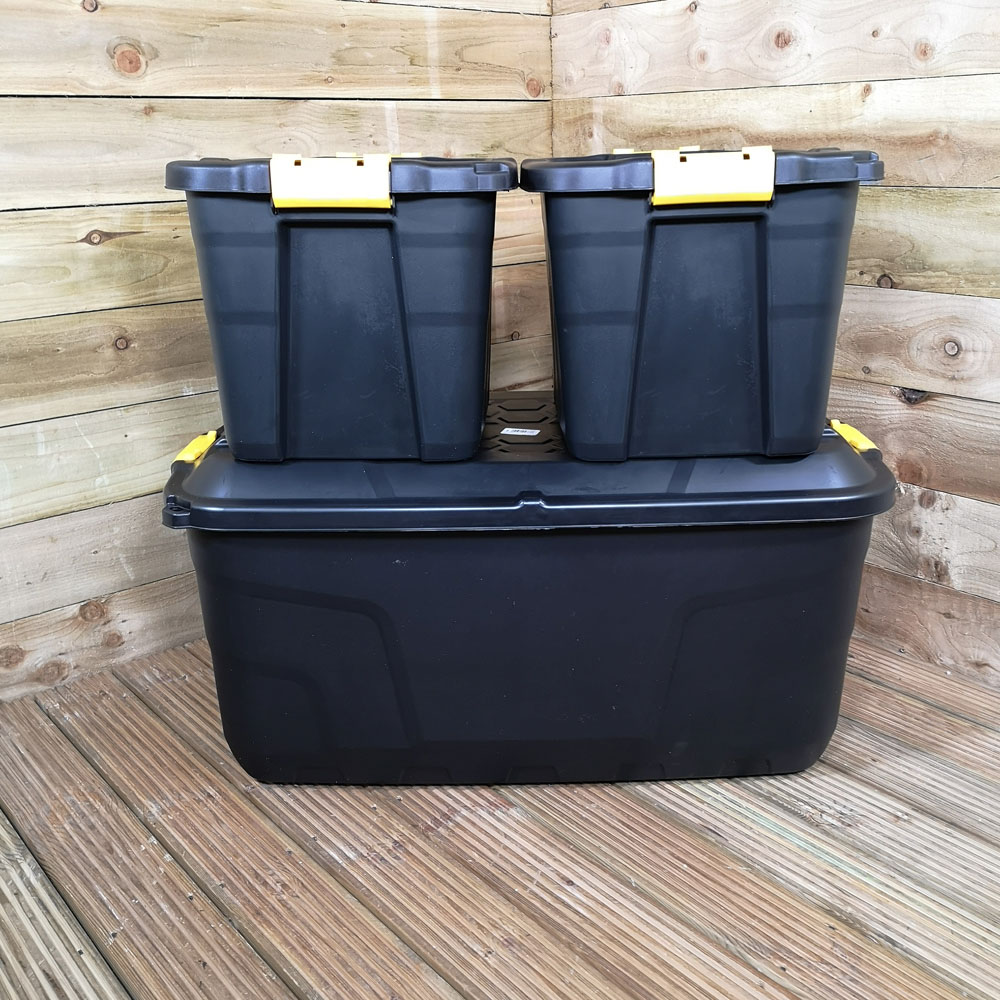 Samuel Alexander 145L and 60L Heavy Duty Storage Chest with Clips 3 Pack Image 4