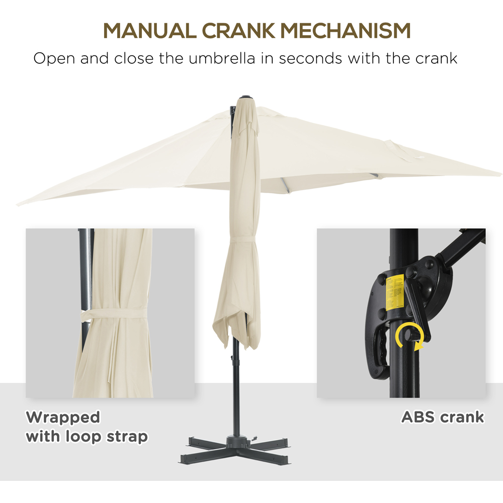 Outsunny Cream White Crank Handle Cantilever Parasol 2.5m Image 6