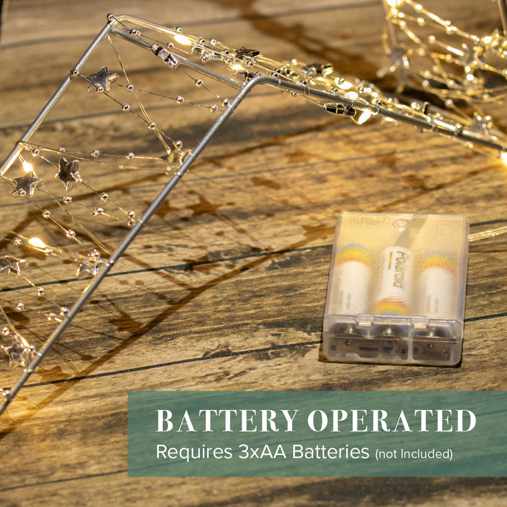 The Christmas Workshop 50 Warm White LED Light Up Metal Star Decoration with Reflective Beads 1.6ft Image 6