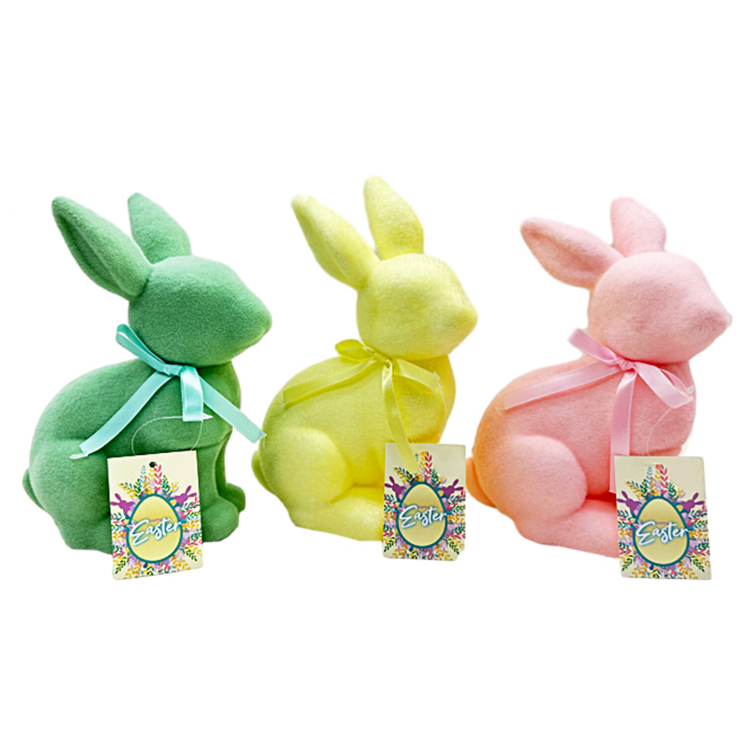 Small Standing Flocked Bunny - Multicolour Image 1