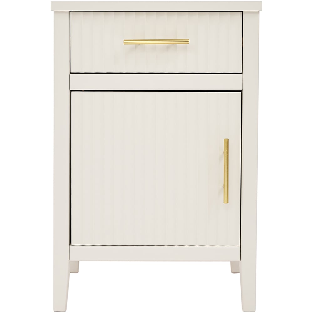 Monti Single Door Single Drawer White Bedside Table Image 3