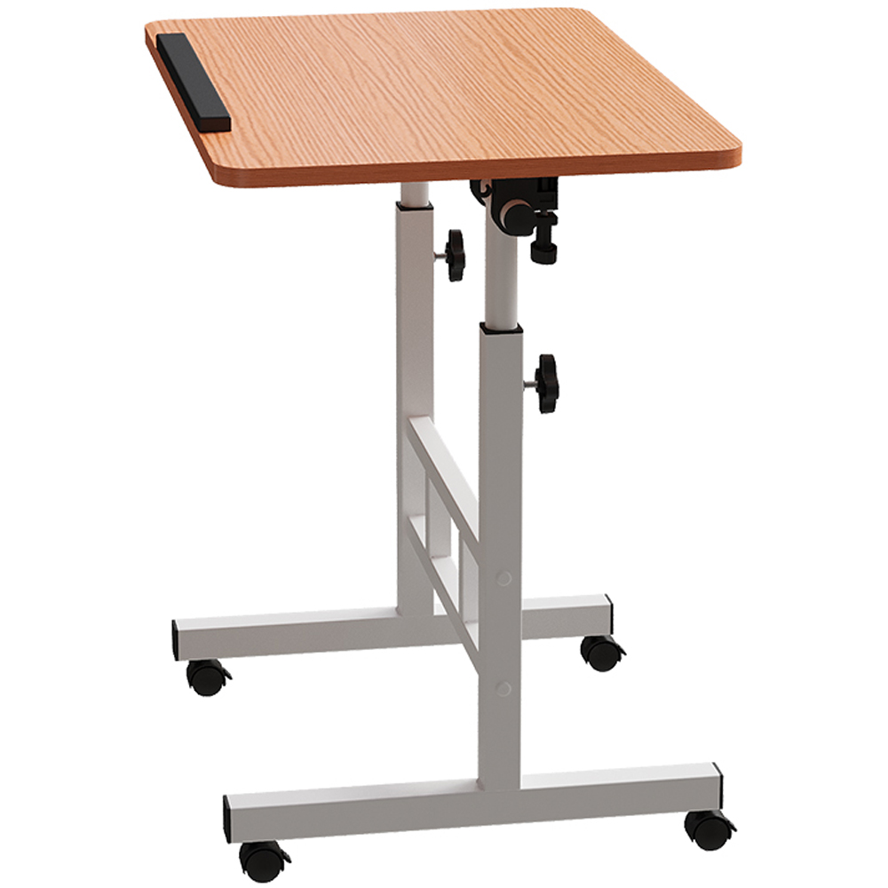Living and Home Walnut Height Adjustable Laptop Table with Wheels 60 x 40cm Image 4