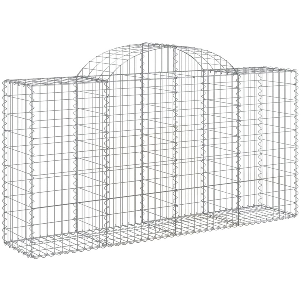 vidaXL Silver Galvanised Iron Arched Gabion Basket 100/120 x 50 x 200cm 6 Pack Image 1