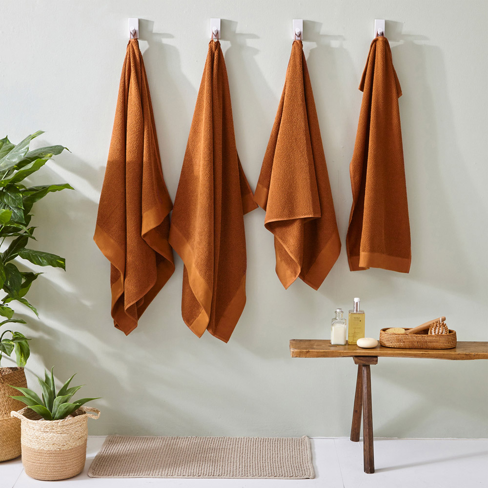 furn. Textured Cotton Brown Bath Sheet Image 4