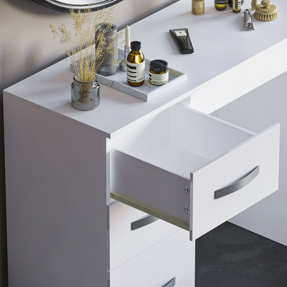 Vida Designs Hulio 3 Drawer White Dressing Table Image 5