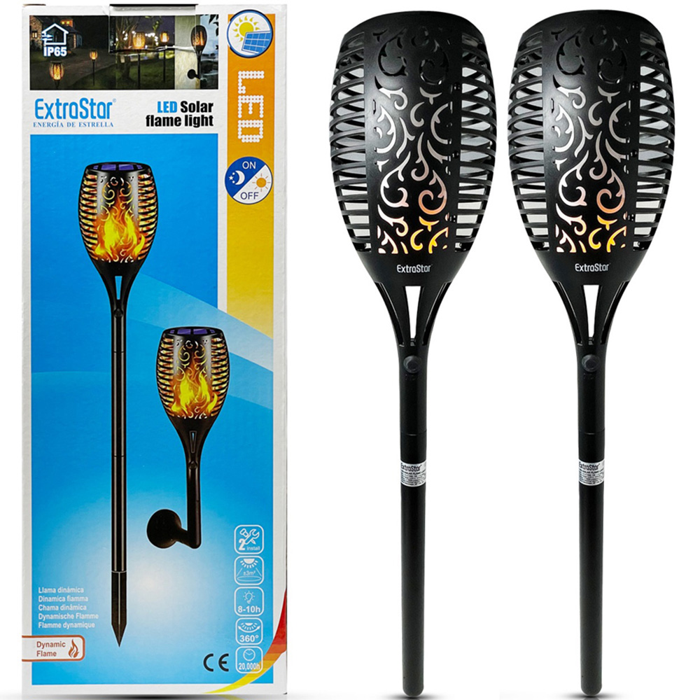 ExtraStar TruFlame 2 Pack LED Solar Dynamic Flame Garden Light Image 3
