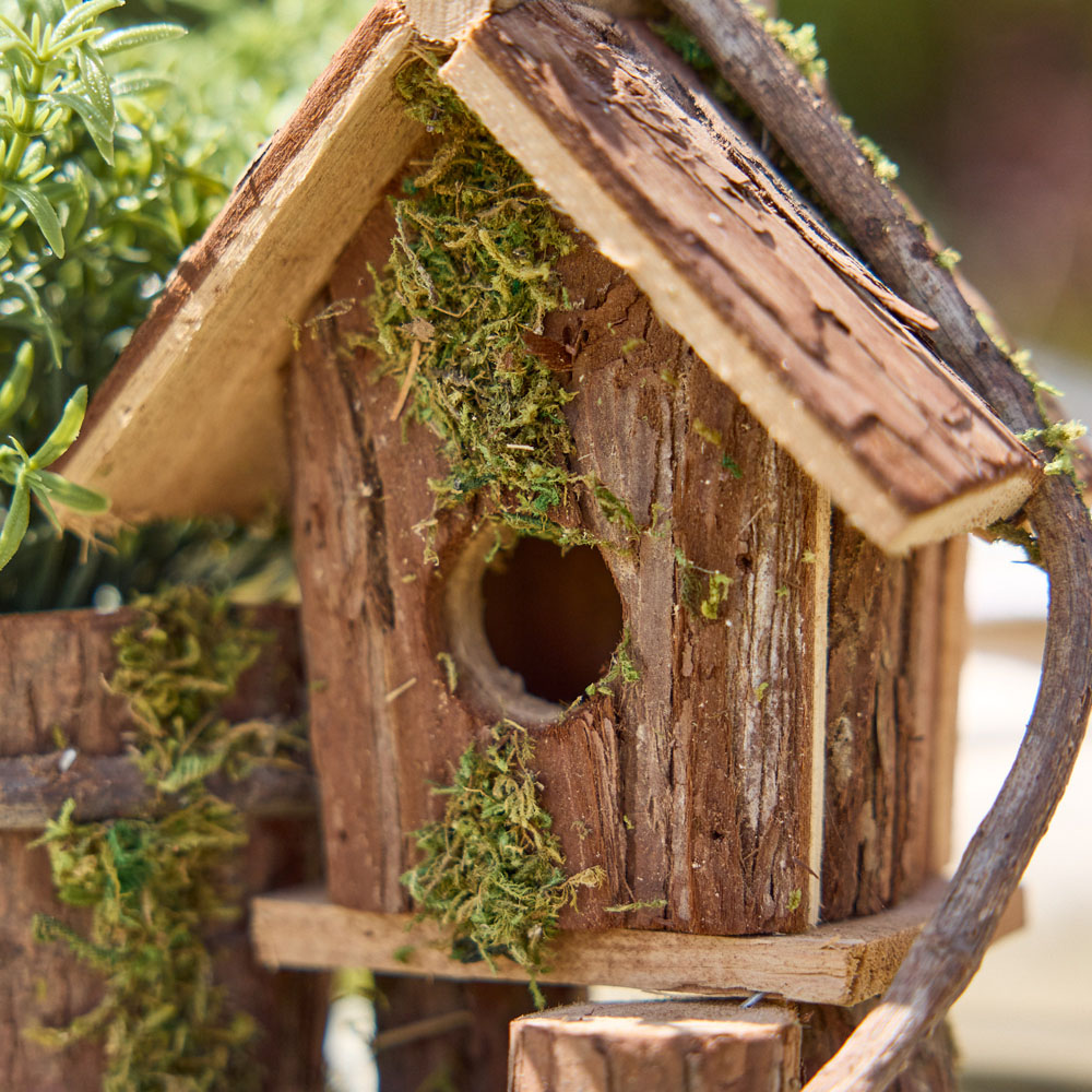 Dibor Woodland Lodge Birdhouse with Planter Image 3