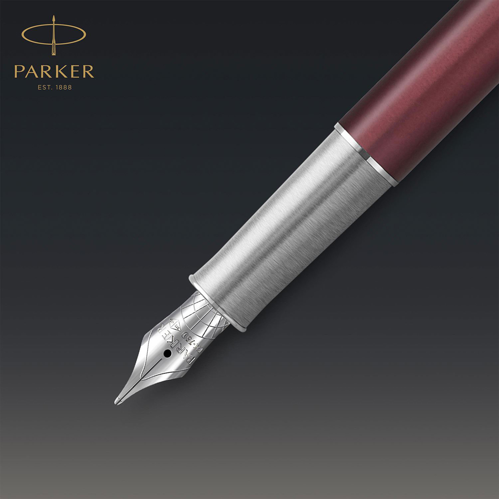Parker Sonnet Metal Red with Fine 18K Gold Nib Black Ink Fountain Pen Gift Box Image 3