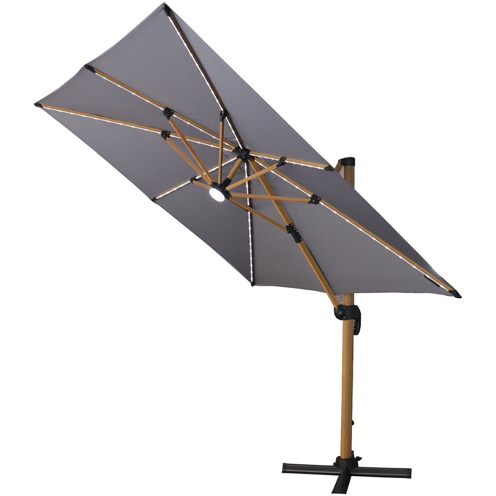Grey LED Light Roma Umbrella Parasol 2.5m Image 3