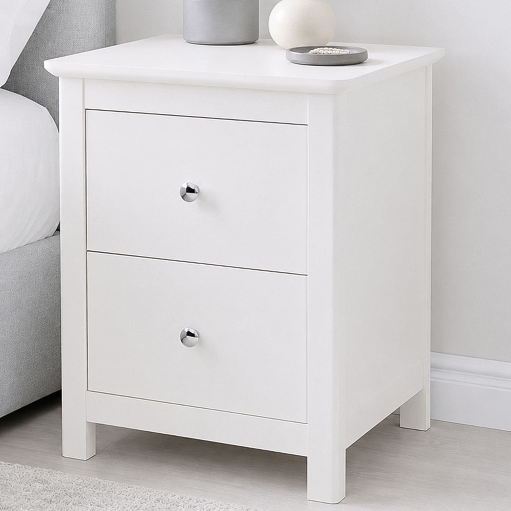 Core Products Nairn 2 Drawer White Bedside Cabinet Image 1