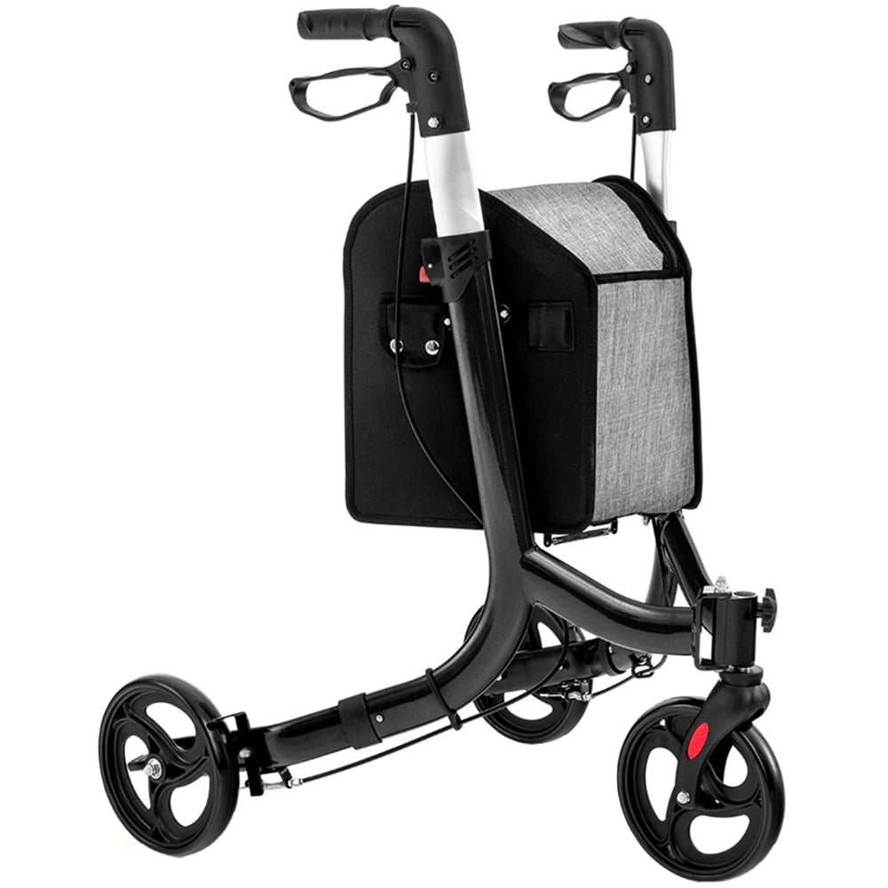 Costway Black Folding Aluminium Rolling Walker with Zippered Storage Bag Image 1