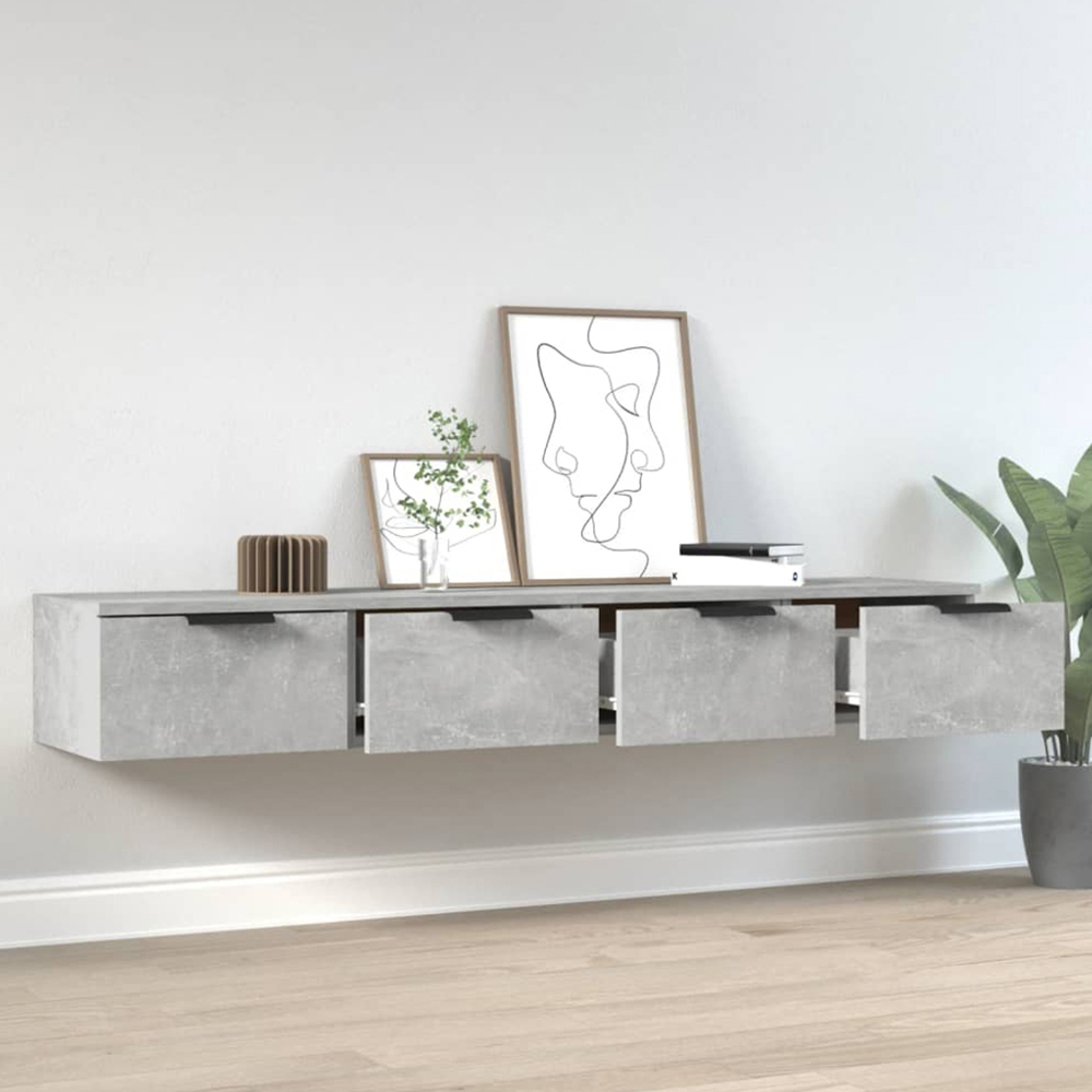 vidaXL 2 Drawer Concrete Grey Wall Cabinet Set of 2 Image 1