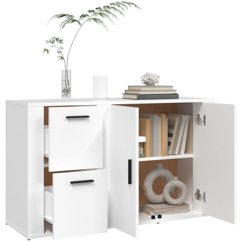 vidaXL 2 Door 2 Drawer White Sideboard Image 5