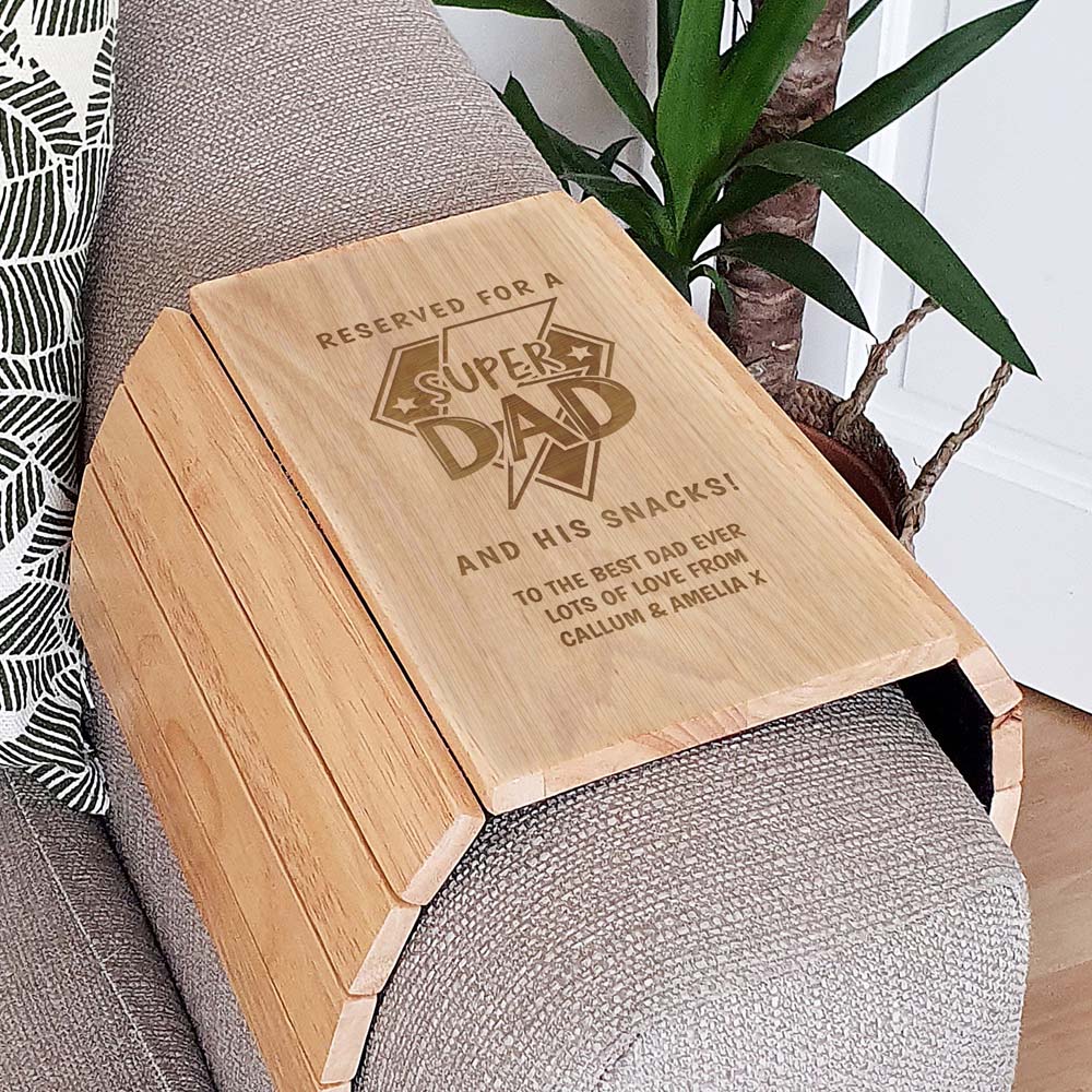 Personalised Memento Company Personalised Super Dad Adjustable Sofa Tray Image 3