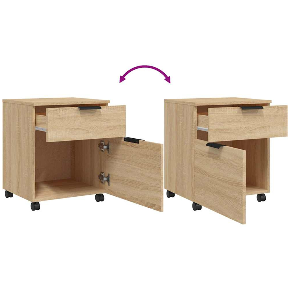 vidaXL Single Door Single Drawer Sonoma Oak File Cabinet with Swivel Wheels Image 7