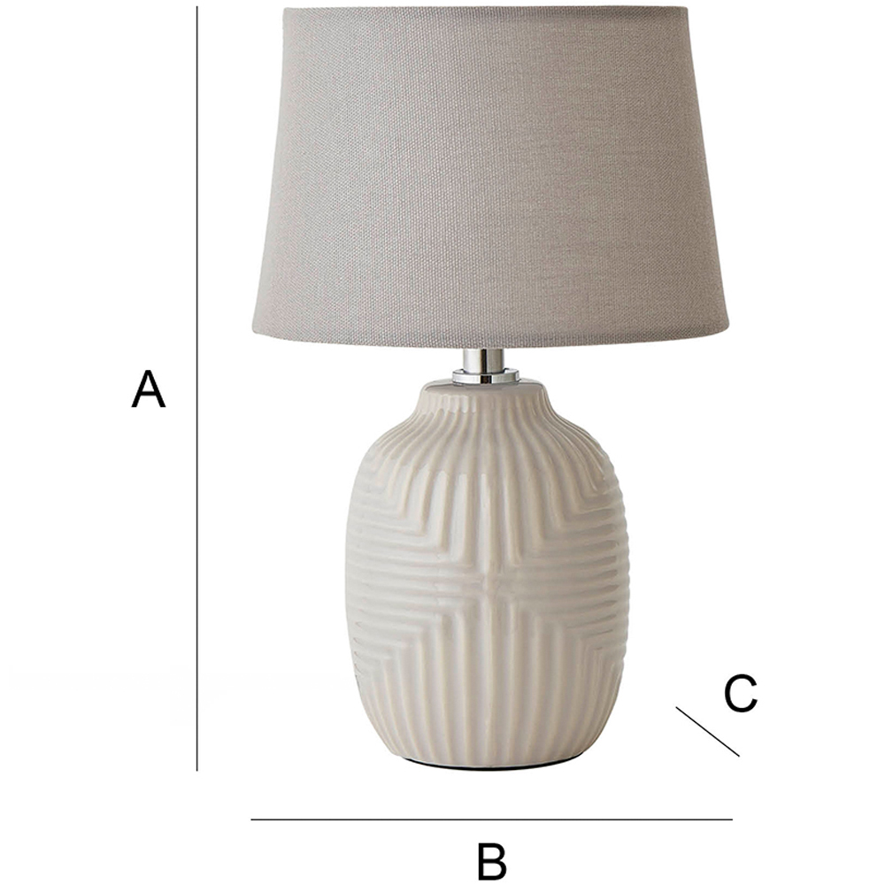 ValueLights Harrison Tapered Shade Grey Geo Ribbed Pattern Gloss Small LED Table Lamp Image 8