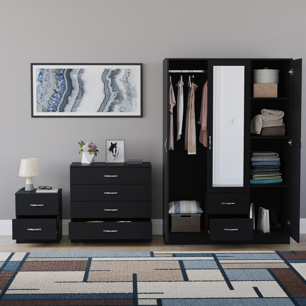 VIDA DESIGNS Riano Black 3 Piece Bedroom Furniture Set Image 3