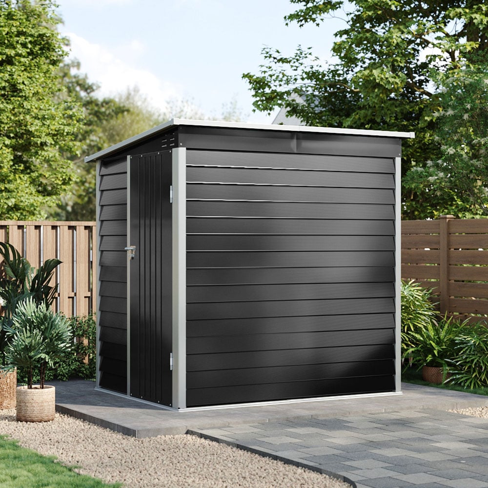 Living and Home 6 x 4ft Black Metal Pent Garden Storage Shed Image 7