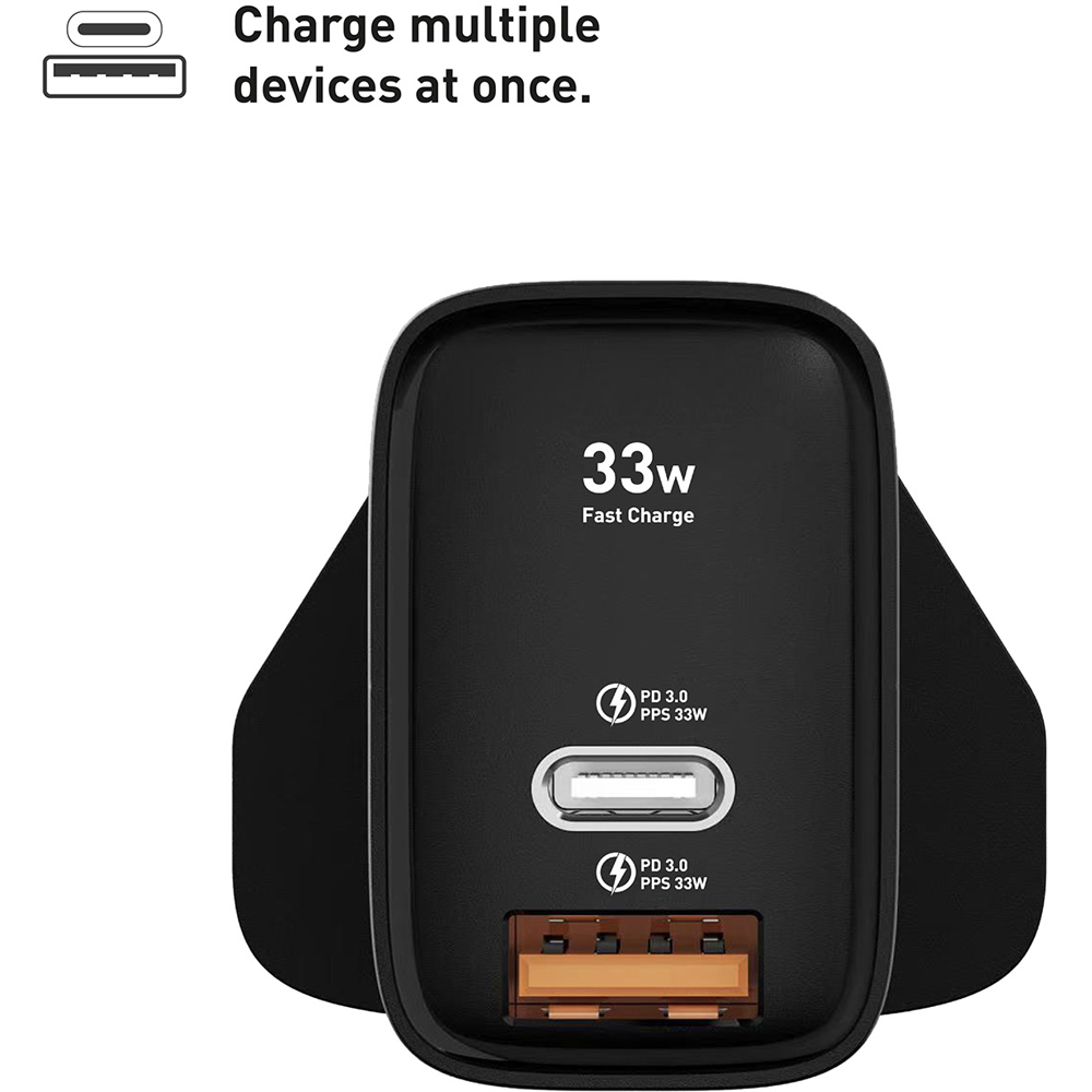 SilverLabel Black USB-A and PD Mains Charger 33W Image 5