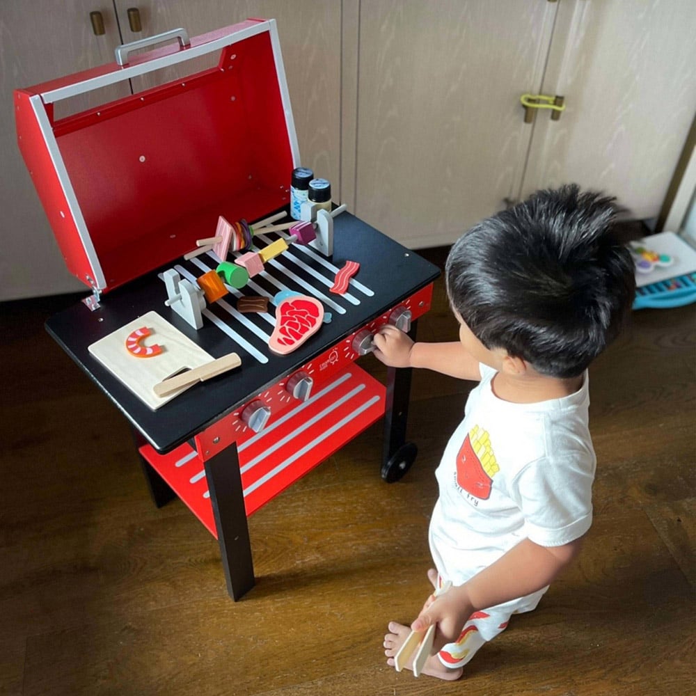Teamson Kids Red Little Helper Backyard BBQ Play Stand Kitchen Image 6
