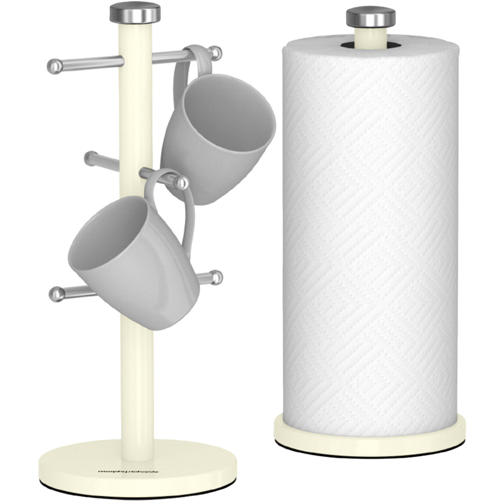Morphy Richards Ivory Cream Mug Tree and Towel Pole Set Image 1