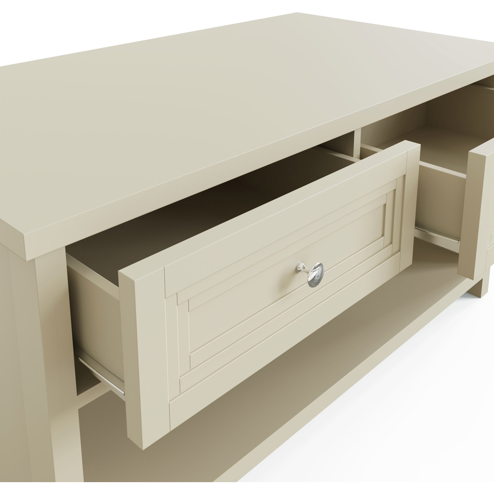 GFW Oakley 2 Drawer Single Shelf Limestone Coffee Table Image 6
