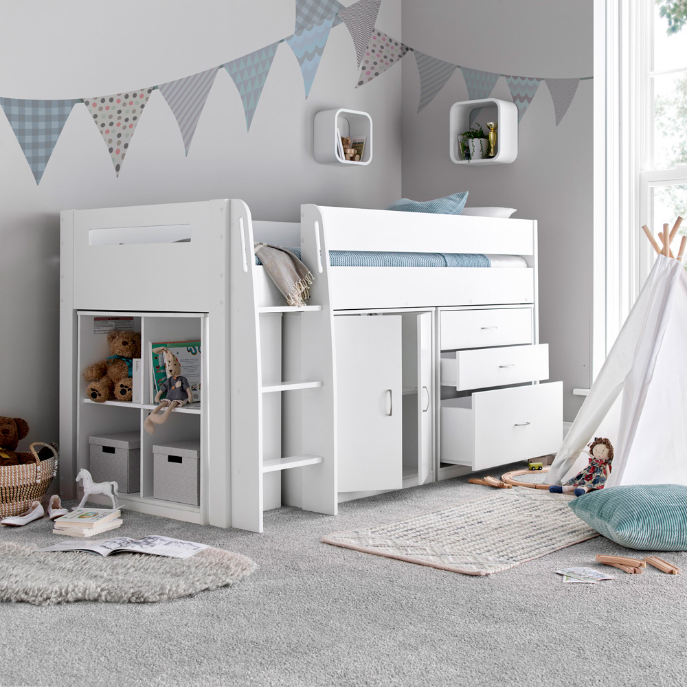 Bedmaster Lacy White Storage Mid Sleeper with Spring Mattress Image 9