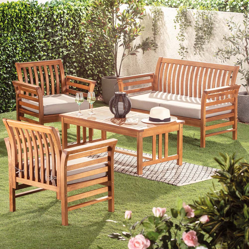 Garden Gear 4 Seater Acacia Lounge Set Image 1