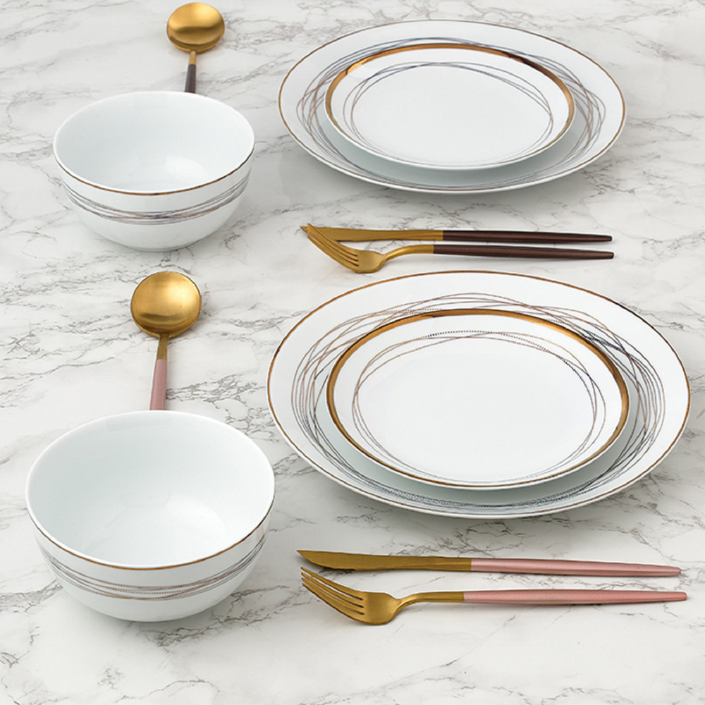 Waterside Gold Swirl 12 Piece Dinner Set Image 2