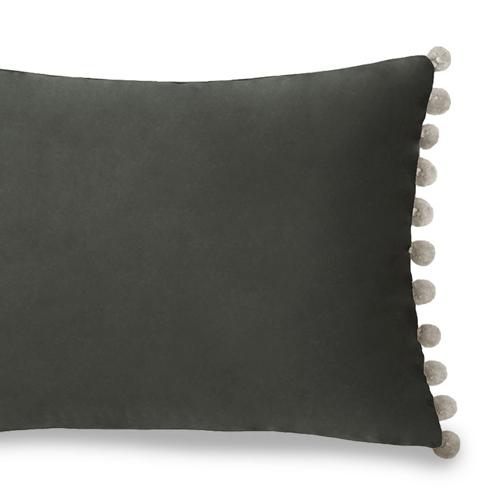 Paoletti Fiesta Mink Silver Pom Pom Velvet Cushion Image 3