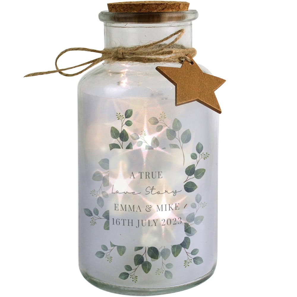 Personalised Memento Personalised Botanical LED Glass Jar Image 1
