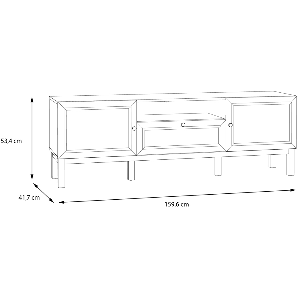 Florence Wensley 2 Door Single Drawer Single Shelf Light Grey and Oak TV Unit Image 8