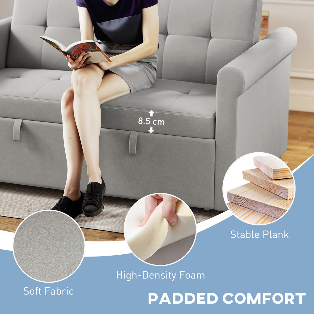 Portland 2 Seater Grey Pull Out Sofa Bed  Image 6