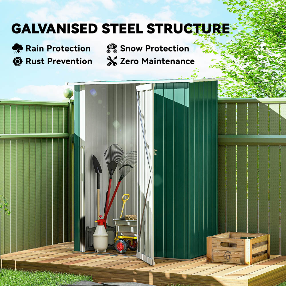 Outsunny 4.6 x 3ft Green Metal Pent Garden Shed Image 5