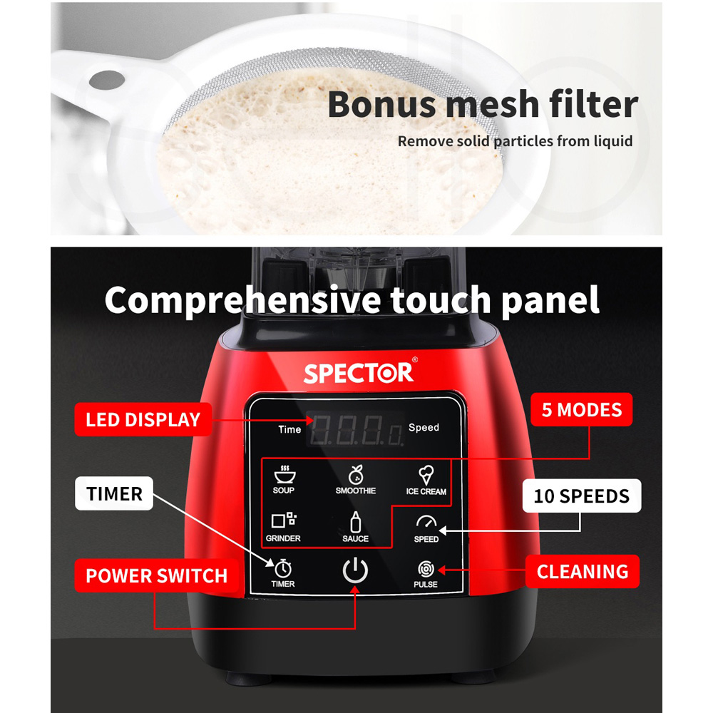 Spector AP0029-RD Commercial Blender Mixer Food Processor 1600W Image 7