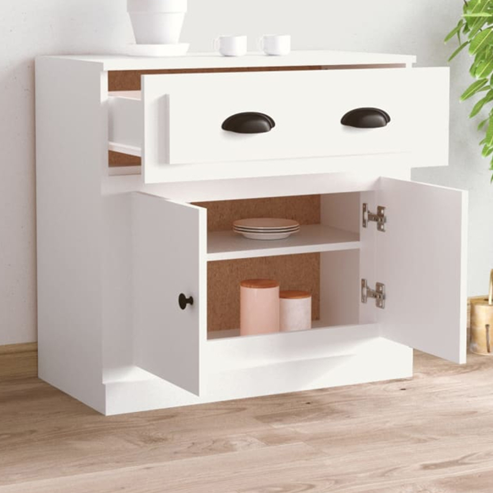 vidaXL 2 Door Single Drawer White Sideboard Image 1
