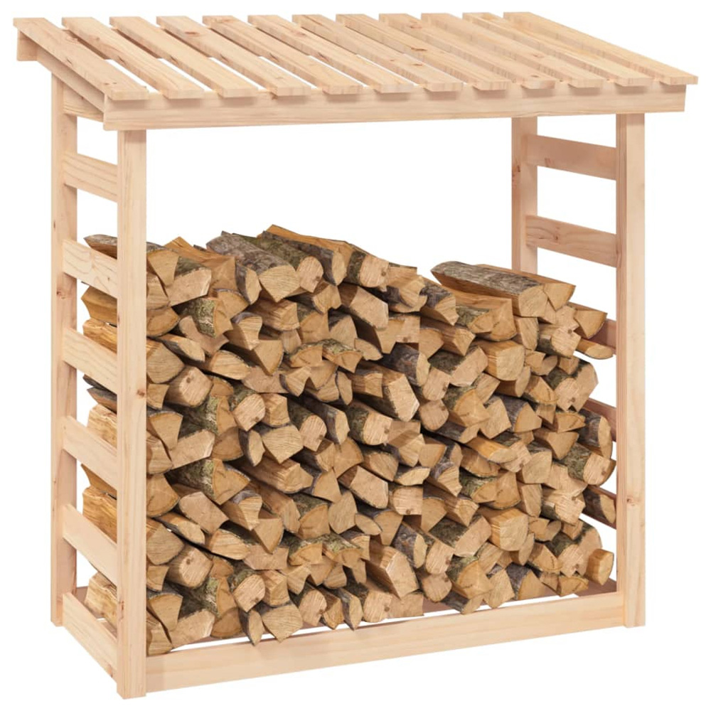 vidaXL Natural Pine Wood Firewood Log Holder 110 x 108 x 64.5cm Image 3