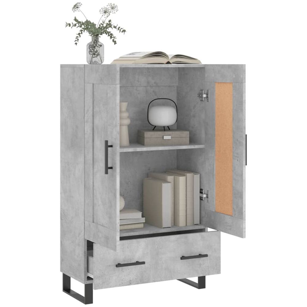 vidaXL 2 Door Single Drawer Concrete Grey Highboard Image 4